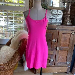 SKIMS NEON PINK FITS EVERYBODY SLIP DRESS LARGE NEW 12 - 14